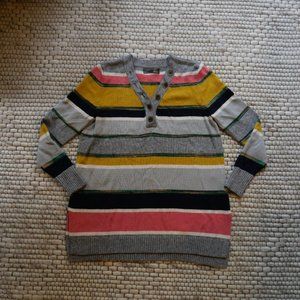 Anthropologie Striped Sweater Tunic Style Henley Size XS